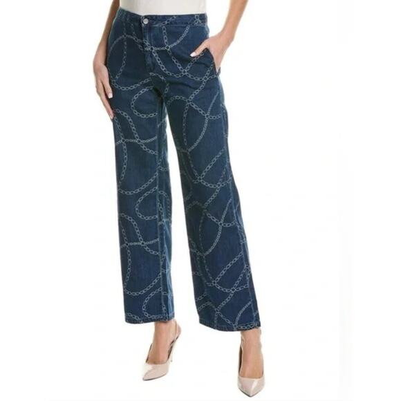 J. McLaughlin Jeans Bashford All-over Chains WIDE LEG 4 Trousers Pants - Picture 1 of 12